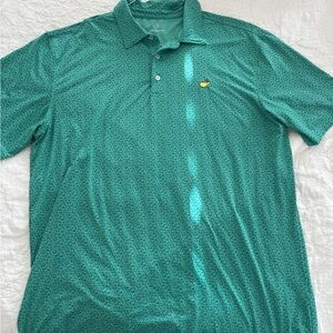 Masters Teal Green Micro-Pattern Polo with Yellow Logo